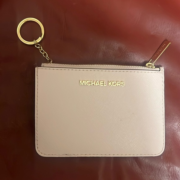 NWT Michael Kors Pink Jet Set Small Leather Coin Case Card ID Wallet Keychain - Picture 1 of 3
